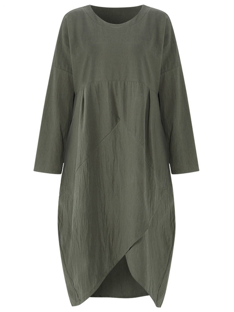 Robe midi irrégulière à manches longues Cripes