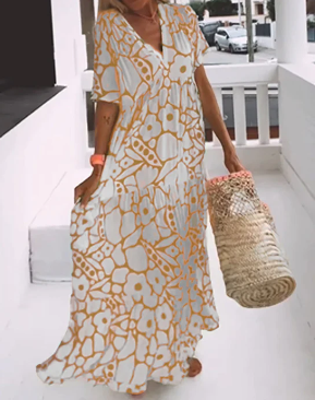 Robe ample imprimée avec col en V