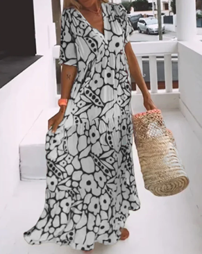 Robe ample imprimée avec col en V