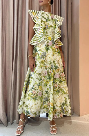 Robe balançoire sexy à bretelles imprimée dos nu