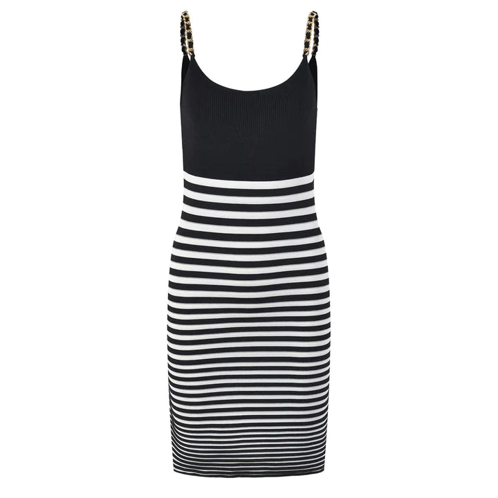 MARIAN | DAMES GEBREIDE GESTREEPTE SHEATH-JURK