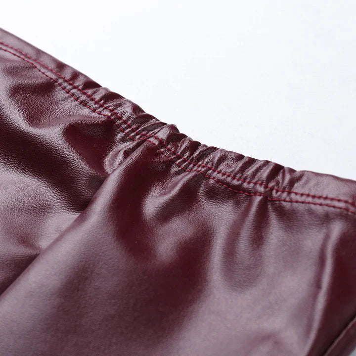 Jimena | DAMES JURK VAN LEREN STOF ZONDER BANDJES EN MET BLOTE SCHOUDERS