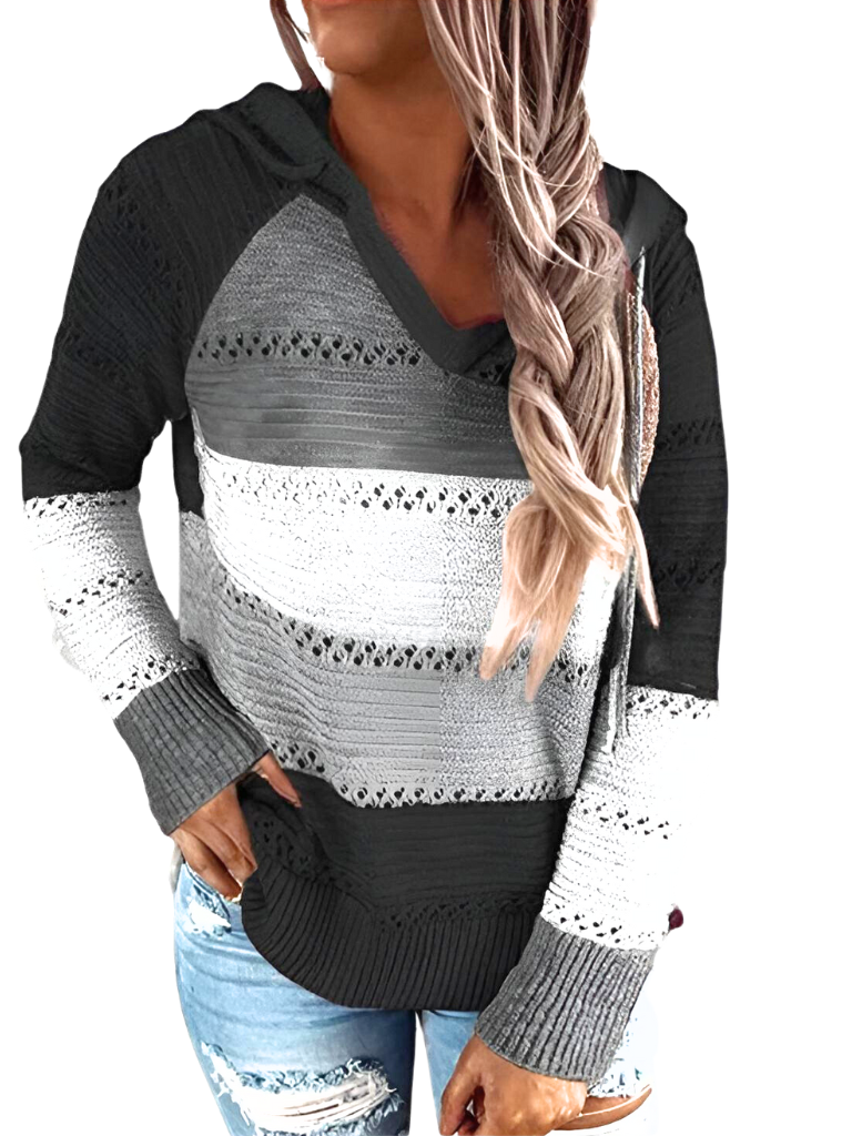 MAGALIE - PULL À RAYURES ET SWEAT À CAPUCHE