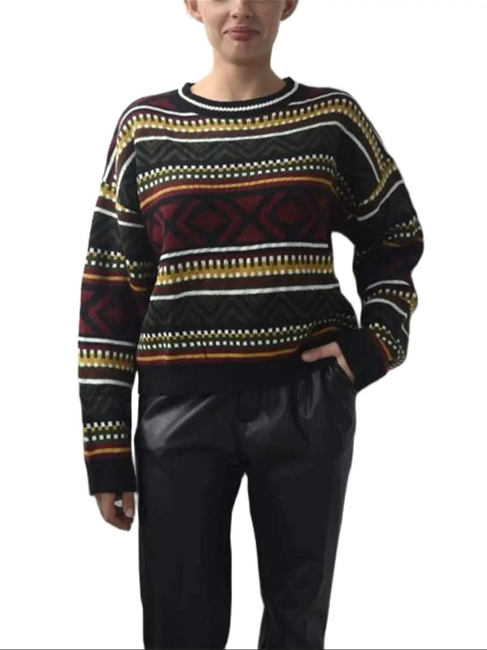 Veala | Vintage stijl kleurrijke gebreide trui