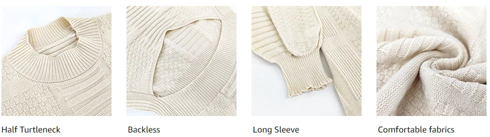 Veala | Crème gebreide witte wollen trui jurk