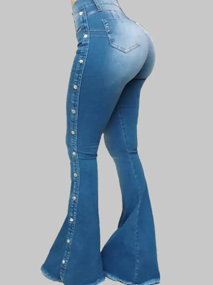 LuciaPregiato™️ Flare jeans met knoopdetail