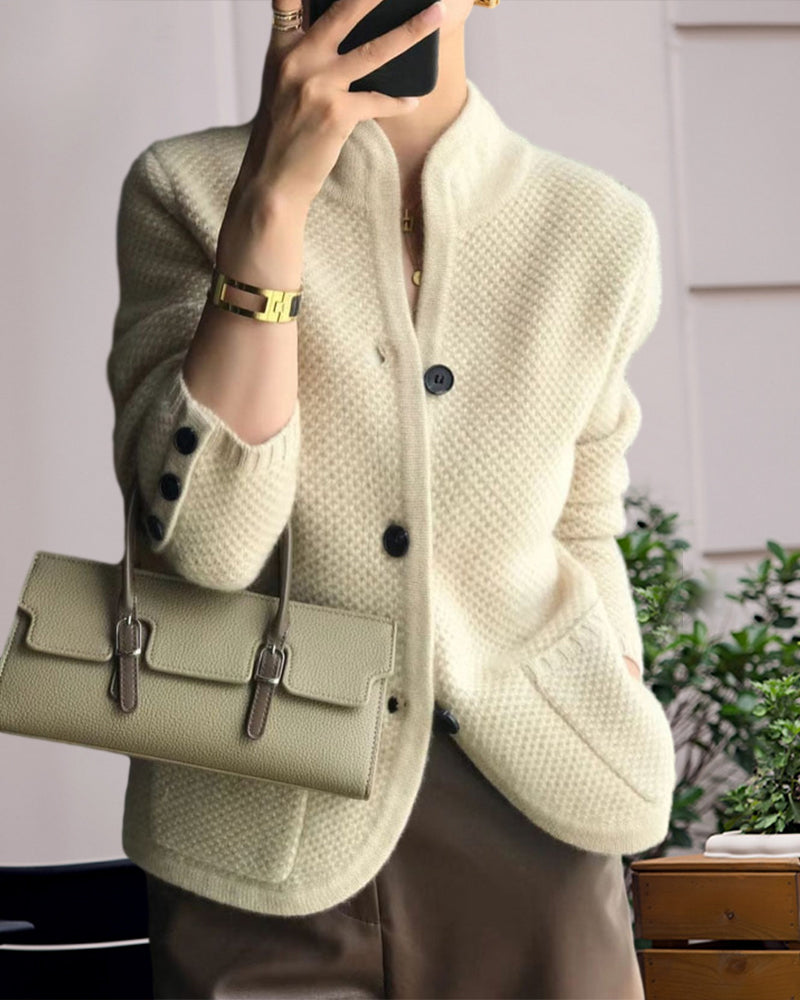 Effen kleurig vest met opstaande kraag