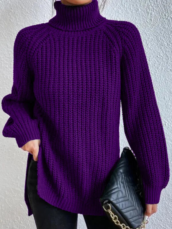 Cripes Dresden - Pull col roulé en coton avec manches raglan et ourlet fendu