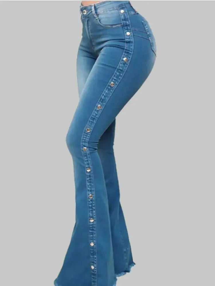 LuciaPregiato™️ Flare jeans met knoopdetail