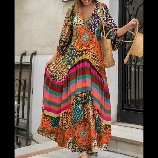Boho - Robe plissée à manches évasées