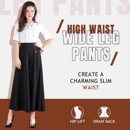Pantalon à taille haute et à jambes larges