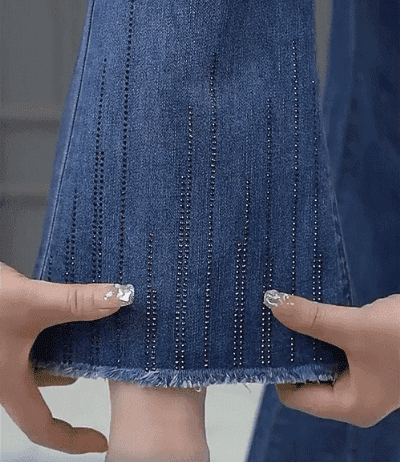 Cripes Pantalon évasé en dentelle élastique à taille haute à la mode
