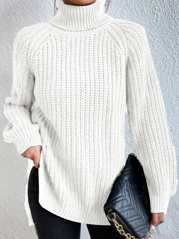 Cripes Dresden - Pull col roulé en coton avec manches raglan et ourlet fendu