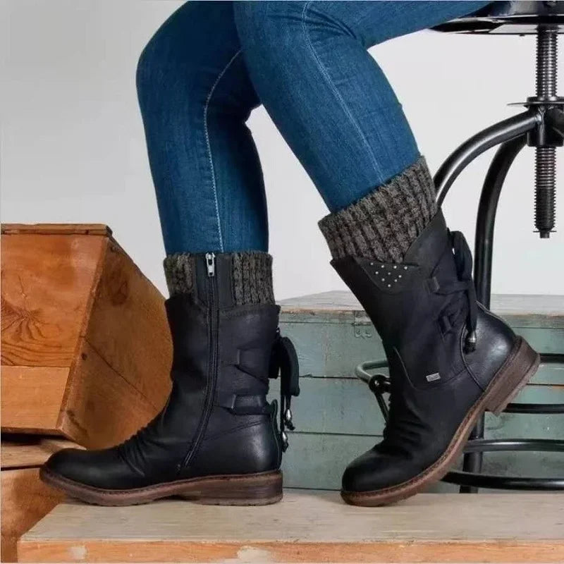 Cripes Bottes chaudes en laine avec soutien orthopédique de la voûte plantaire pour femme