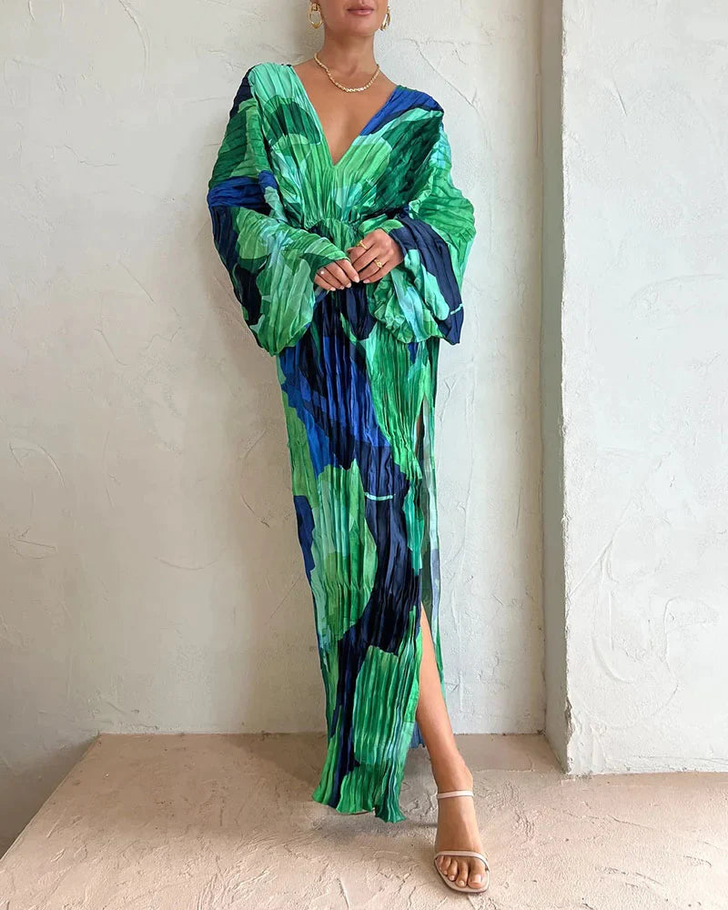 Robe de villégiature plissée décontractée et ample