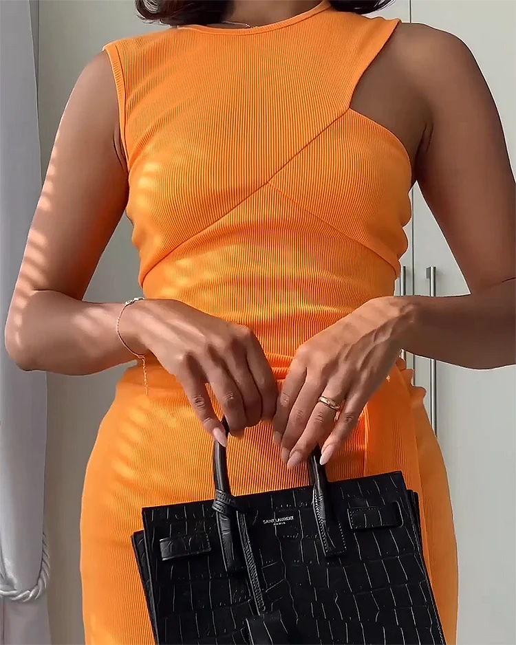 Gina | Elegante Mouwloze Effen Kleur Jurk