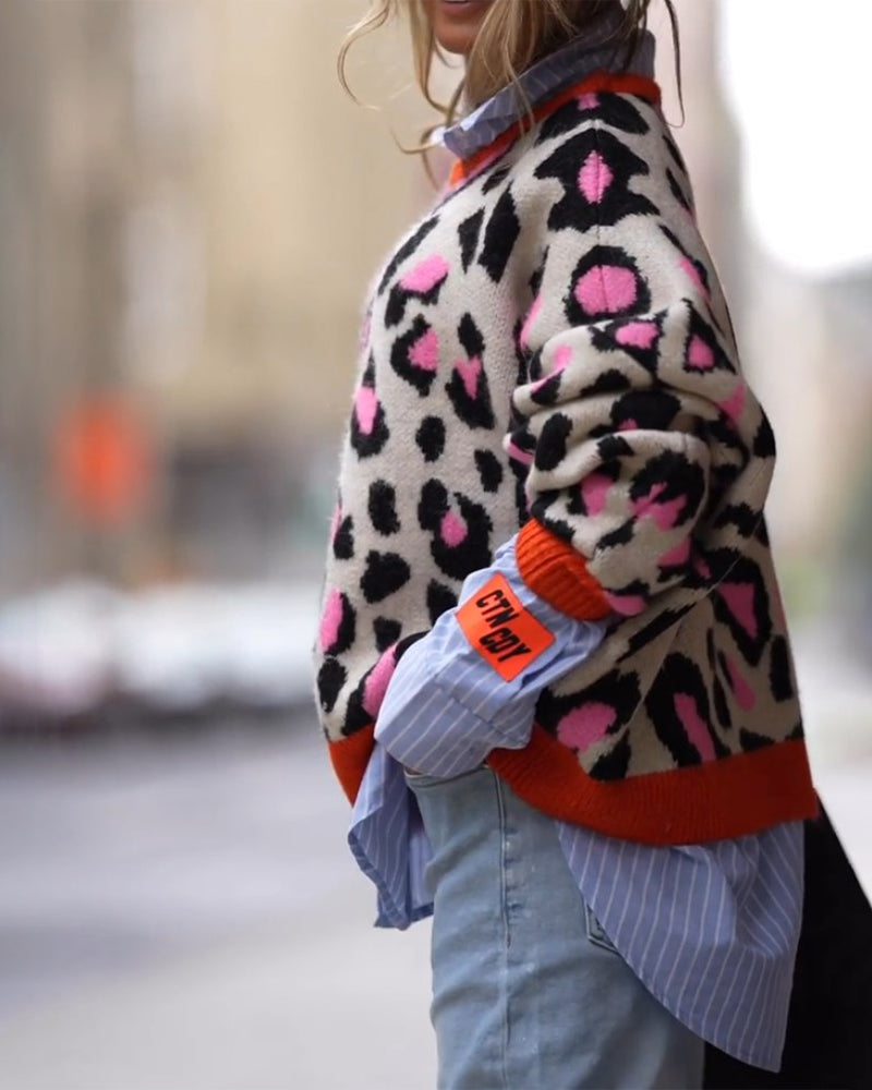 Luipaard Pull-over met lange mouwen
