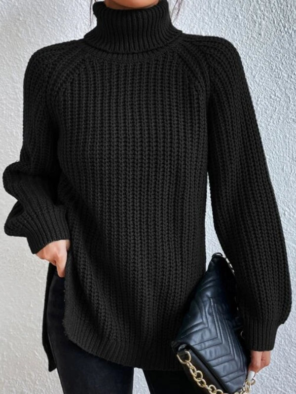 Cripes Dresden - Pull col roulé en coton avec manches raglan et ourlet fendu