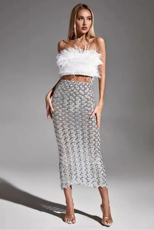 Cripes Ensemble de bandage à plumes et à paillettes Vienne