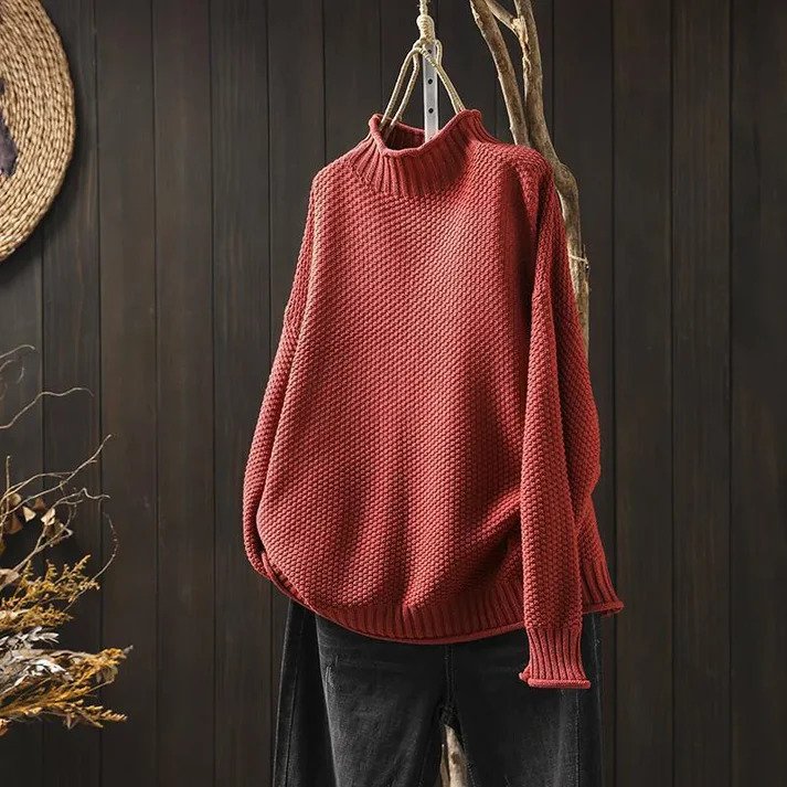 Natalie | Pull à Col Roulé Tricoté en Coton de Qualité Supérieure