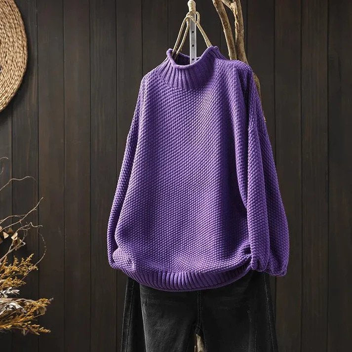 Natalie | Pull à Col Roulé Tricoté en Coton de Qualité Supérieure