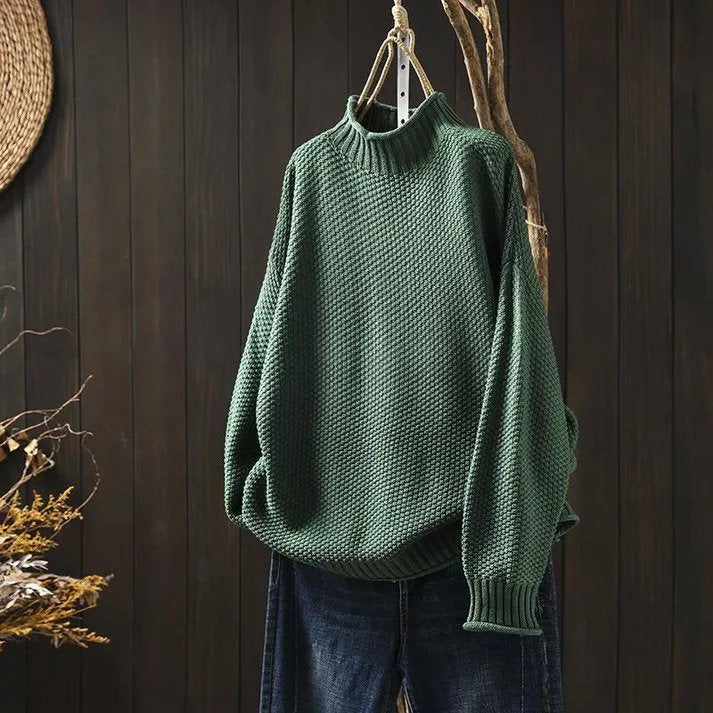Natalie | Pull à Col Roulé Tricoté en Coton de Qualité Supérieure