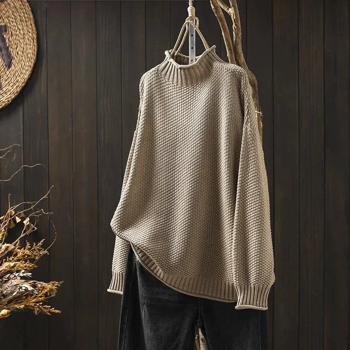 Natalie | Pull à Col Roulé Tricoté en Coton de Qualité Supérieure