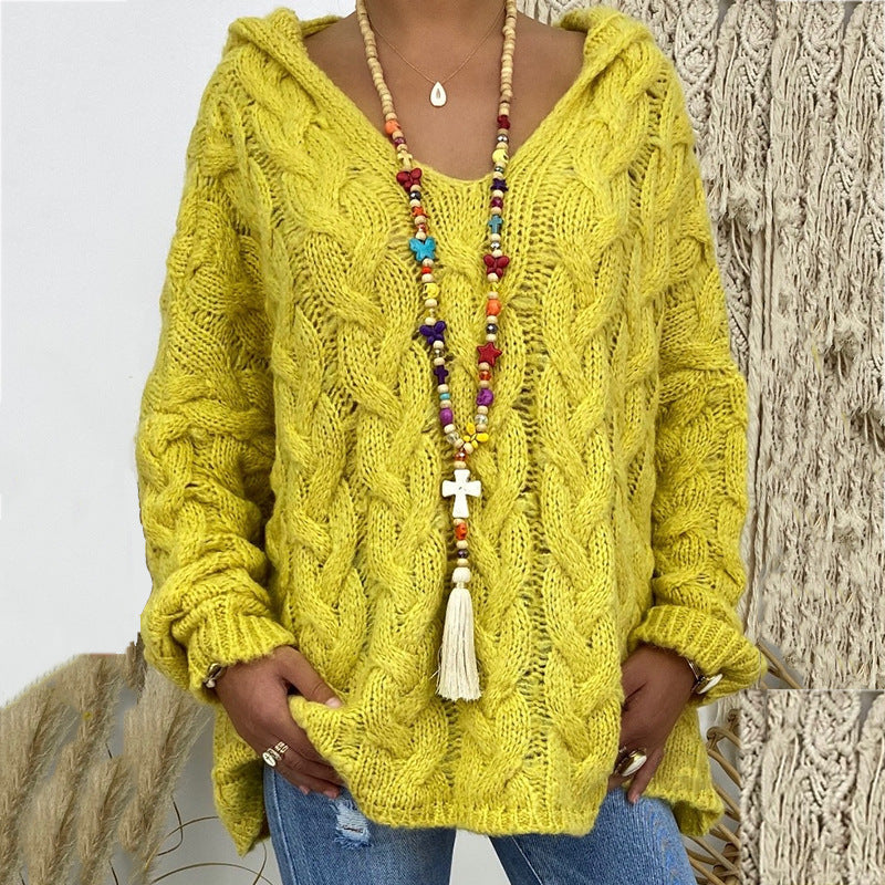 | Pull en tricot avec capuche