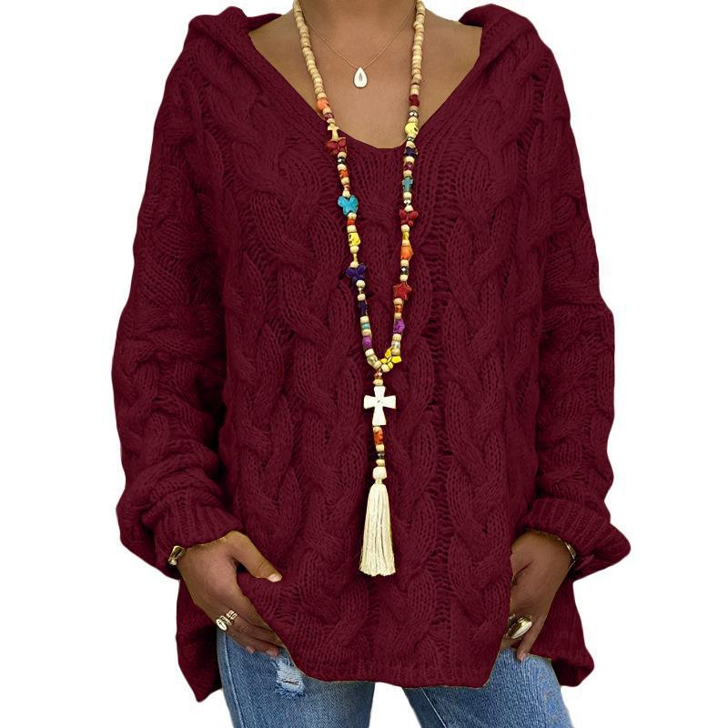 | Pull en tricot avec capuche