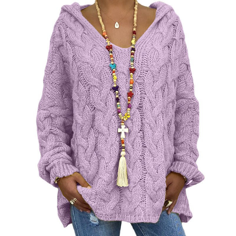 | Pull en tricot avec capuche