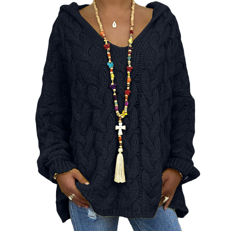 | Pull en tricot avec capuche