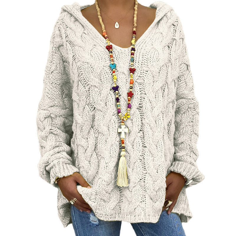| Pull en tricot avec capuche