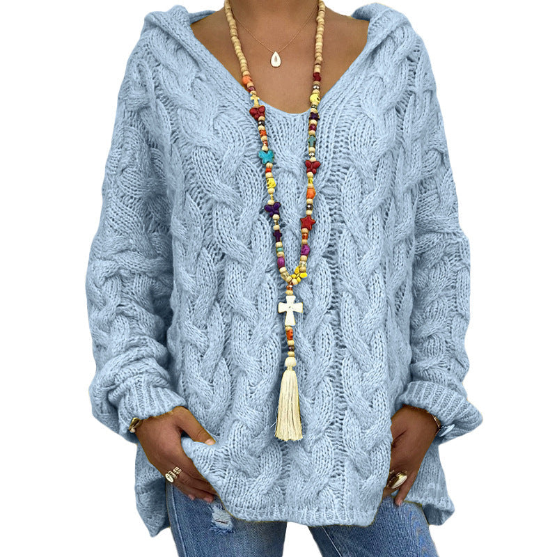 | Pull en tricot avec capuche