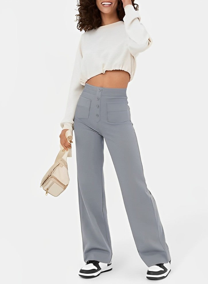 I Pantalon taille haute élastique