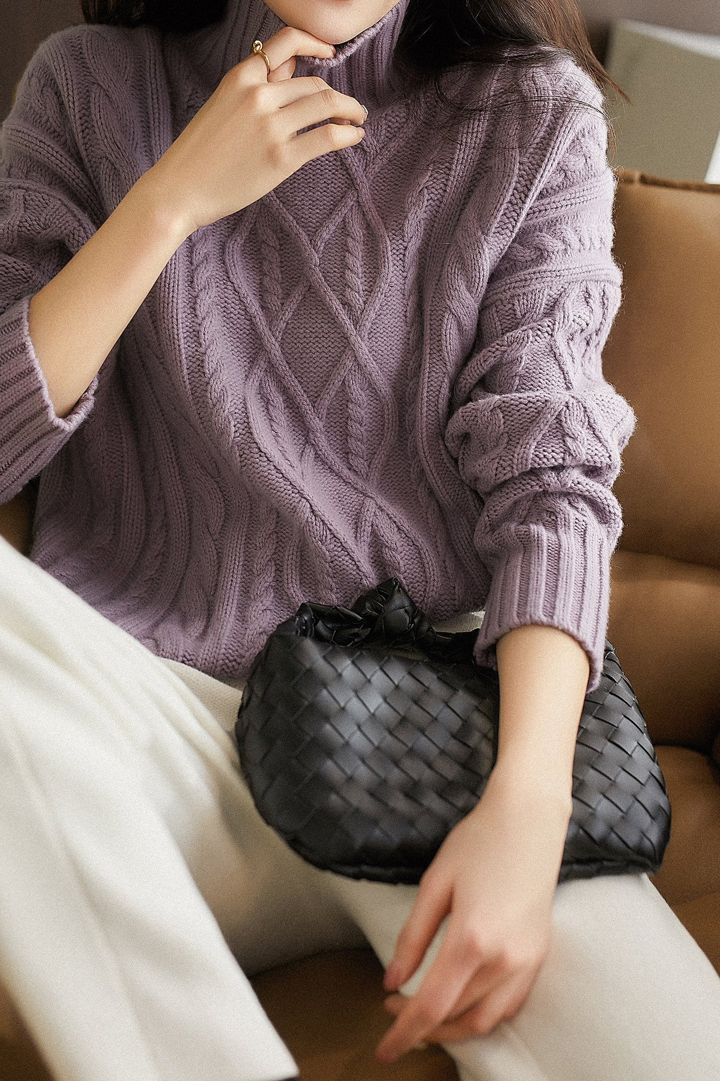 CRIPES - Pullover mit Stehkragen und Aran-Muster