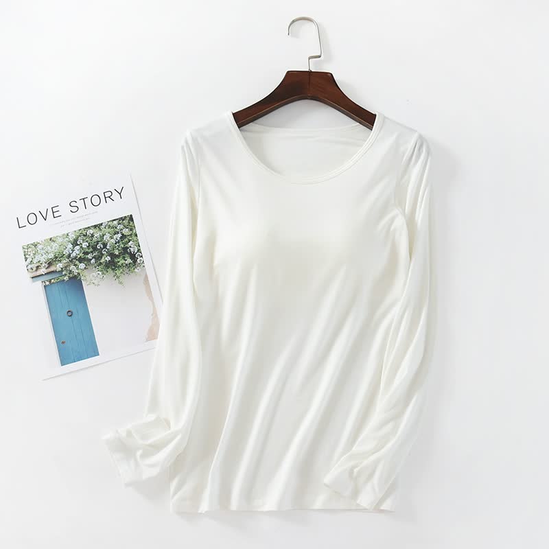 T-shirt à manches longues pour femme avec rembourrage de poitrine