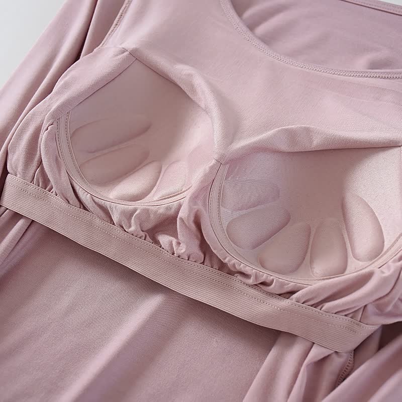 T-shirt à manches longues pour femme avec rembourrage de poitrine