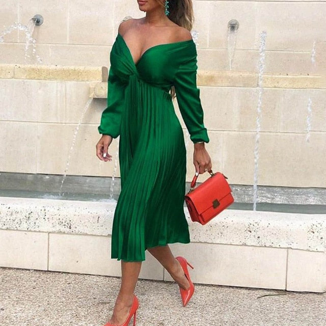 Serena | Dames elegante geturfde V-hals met lange mouwen en off-shoulder