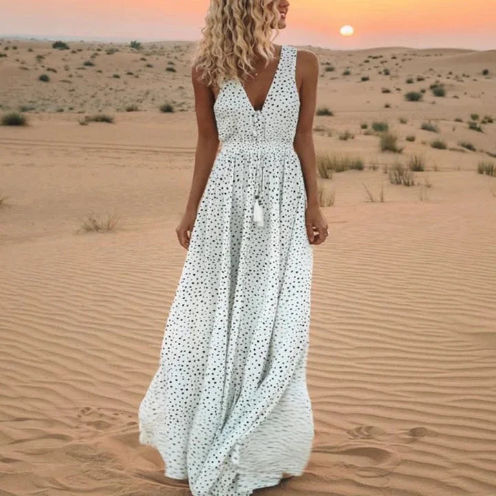 Isabelle | ZOMERSE RAYON WITTE JURK BOHO STRAND VESTIDOS