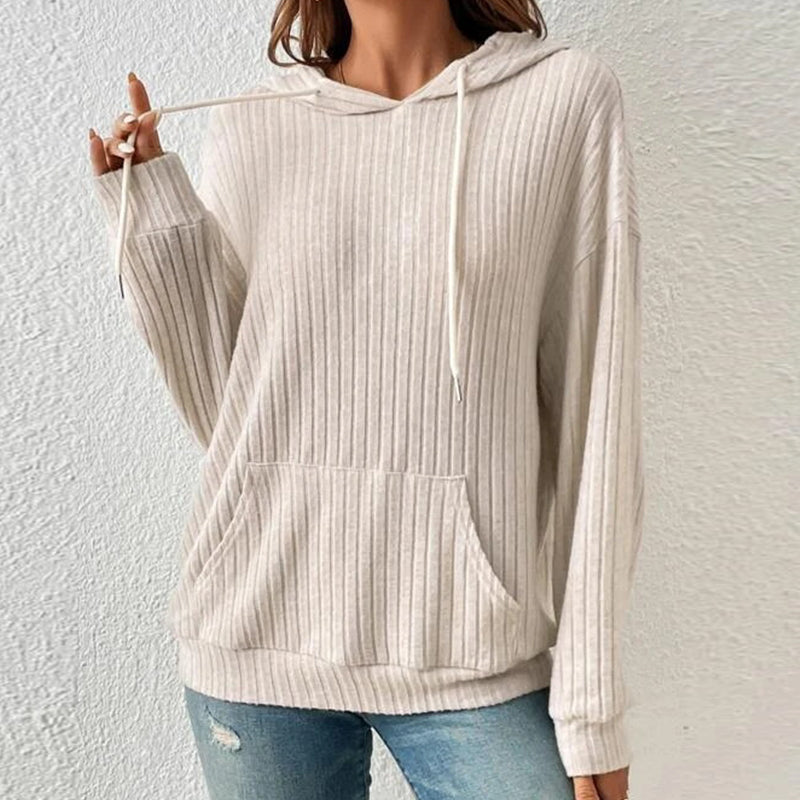 Merveilleux cadeau d'automne: pull à capuche en tricot avec poche pour femme.