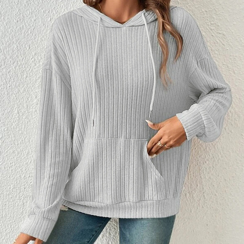 Merveilleux cadeau d'automne: pull à capuche en tricot avec poche pour femme.