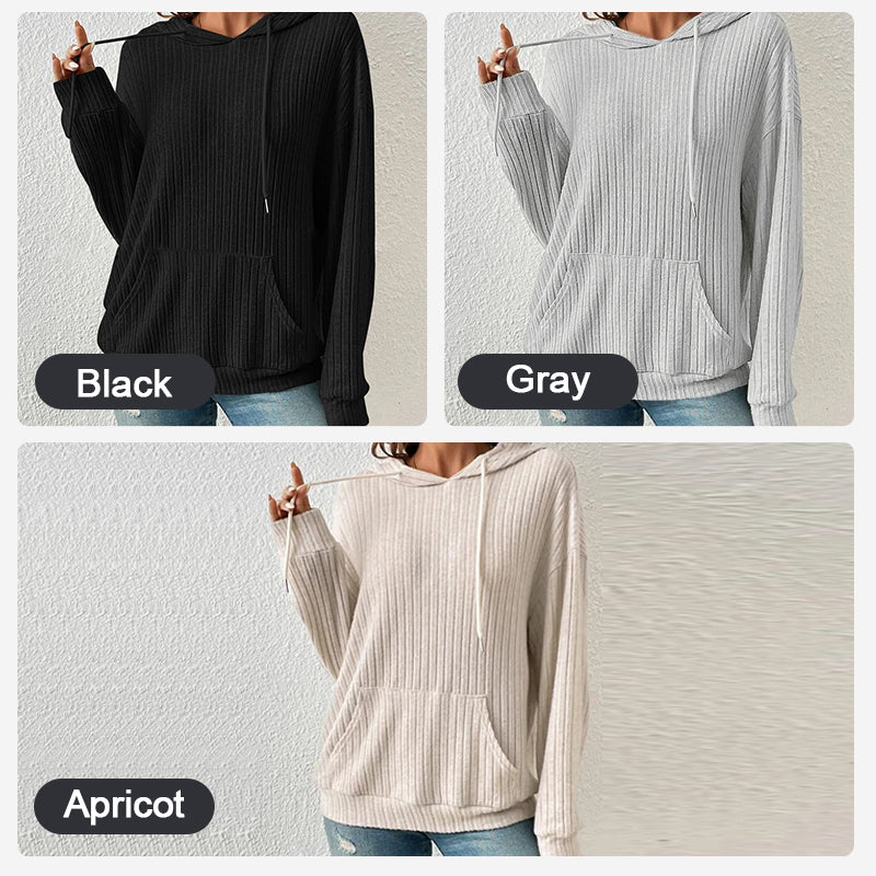 Merveilleux cadeau d'automne: pull à capuche en tricot avec poche pour femme.