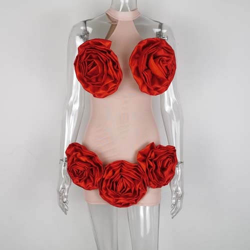 Zaria | Bloom That Red Rose mini-jurk