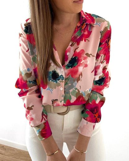 Blouse Cripes À Fleurs Et Manches Longues