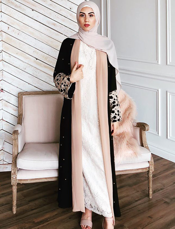 Abaya pour femmes musulmanes Dentelle Dorée