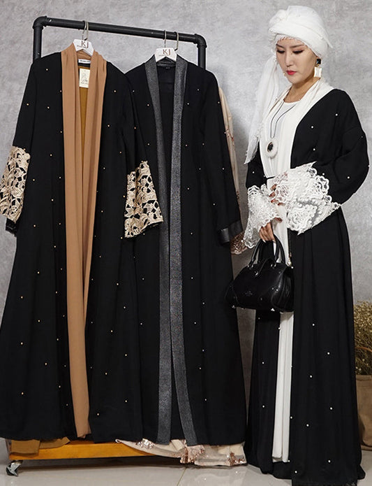 Abaya pour femmes musulmanes Dentelle Dorée