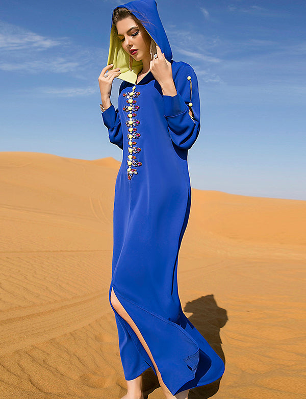 Djellaba Bleu Royal Pour Femmes