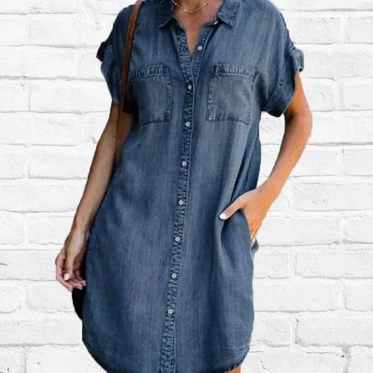 Robe décontractée en denim à manches courtes