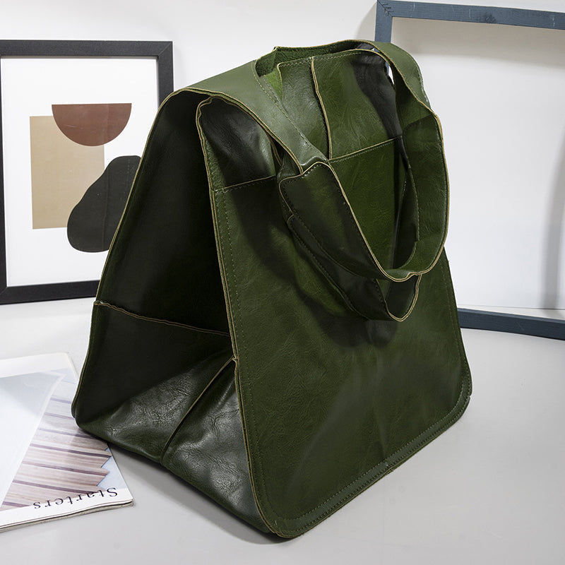 Übergroße Leder-Schultertasche für Frauen