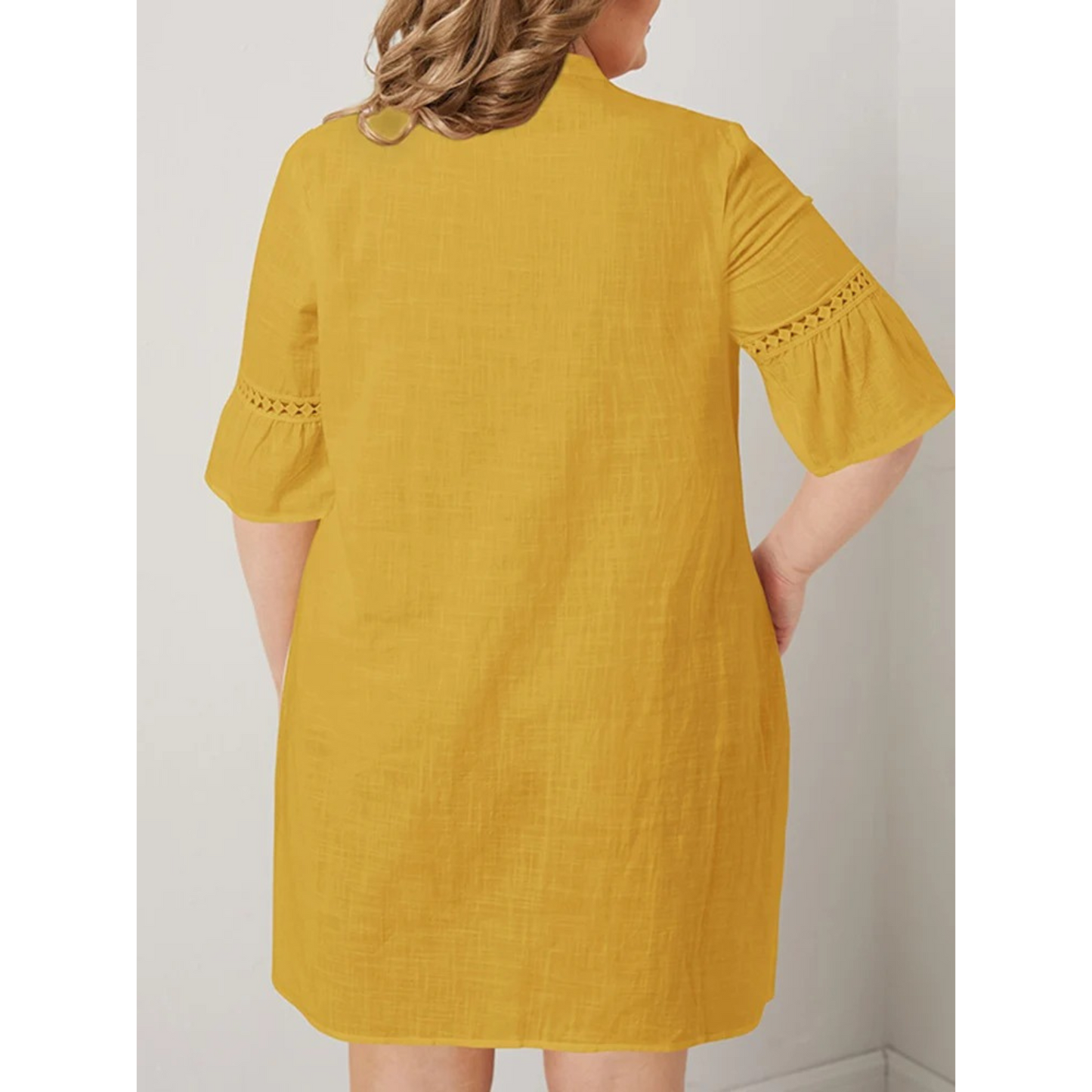 Cripes - Robe d'été col roulé en dentelle jaune